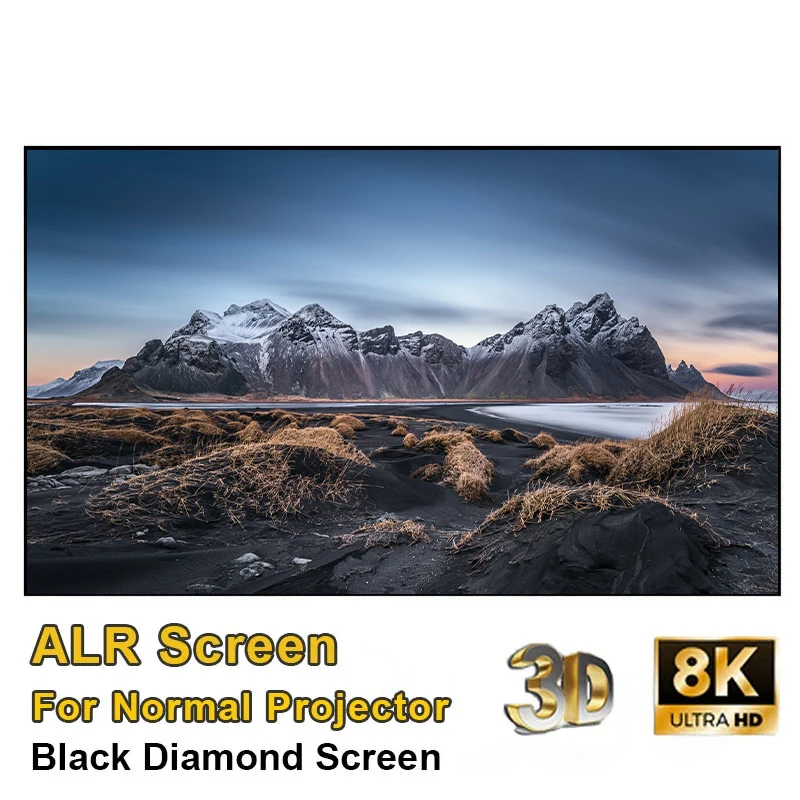 

2024 New Black Diamond ALR Projector Screen Ambient Light Rejecting Fixed Frame 1CM Ultra Narrow Bezel CLR 4K 8K HD Projection