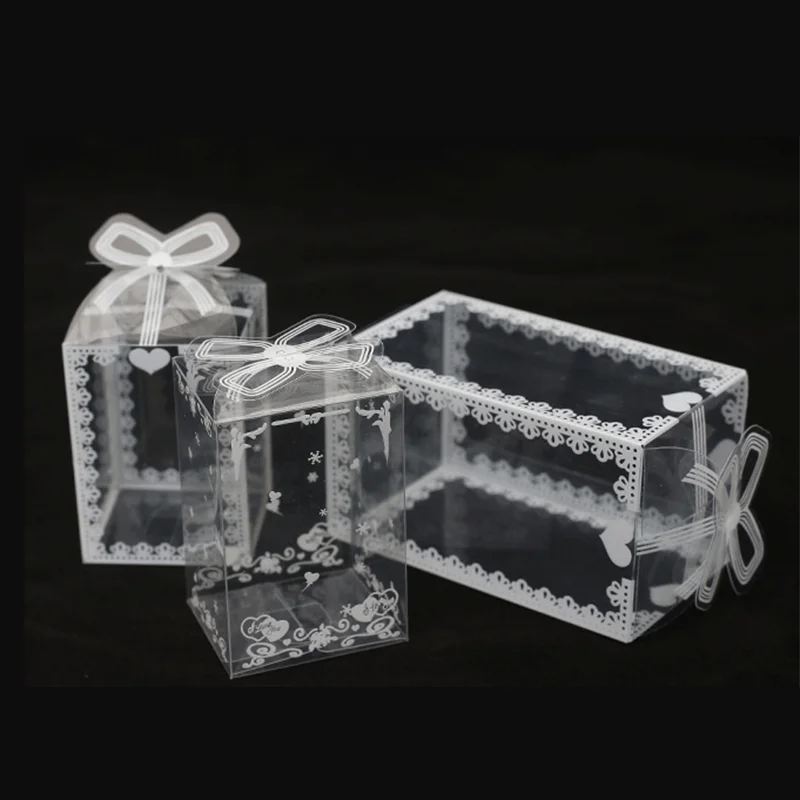 10-20 قطعة صندوق لصالح عيد الحب الشفاف كعكة التعبئة والتغليف صندوق PVC عيد ميلاد الزفاف الشوكولاته الحلوى دراجي حفلة الحدث هدية صندوق