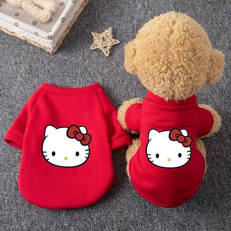 

Hello Kitty Small Dog Sweater, Warm Fleece Hoodie for Cats Puppy Teddy Bichon, Winter Pet Clothes for Fall Cold Weather