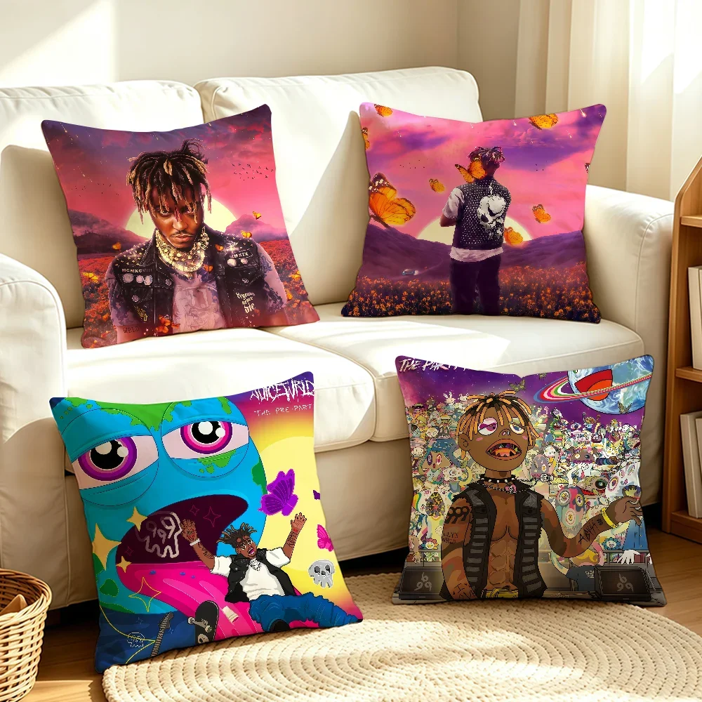 Rapper J-Juice W-WRLD-S Albums cushion cover Soft Smooth Pillow Case Hidden Zipper Washable Decorative Couch Office Gift