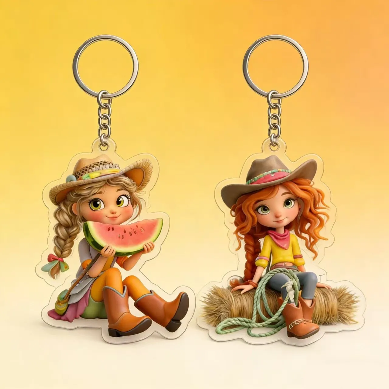 Cute Acrylic Custom Your Cartoon Photo 2D Flat Keychain Personalized Amine People Animal Picture Keying Gift Wholesale Itmes
