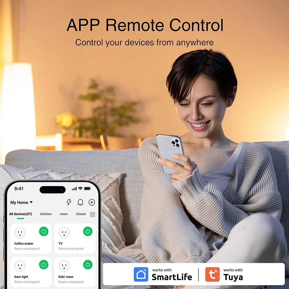 Tuya Smart Plug WiFi Outlet US Wireless Socket 10A Smart Life APP Remote Control Timer Function Works With Alexa Google Home