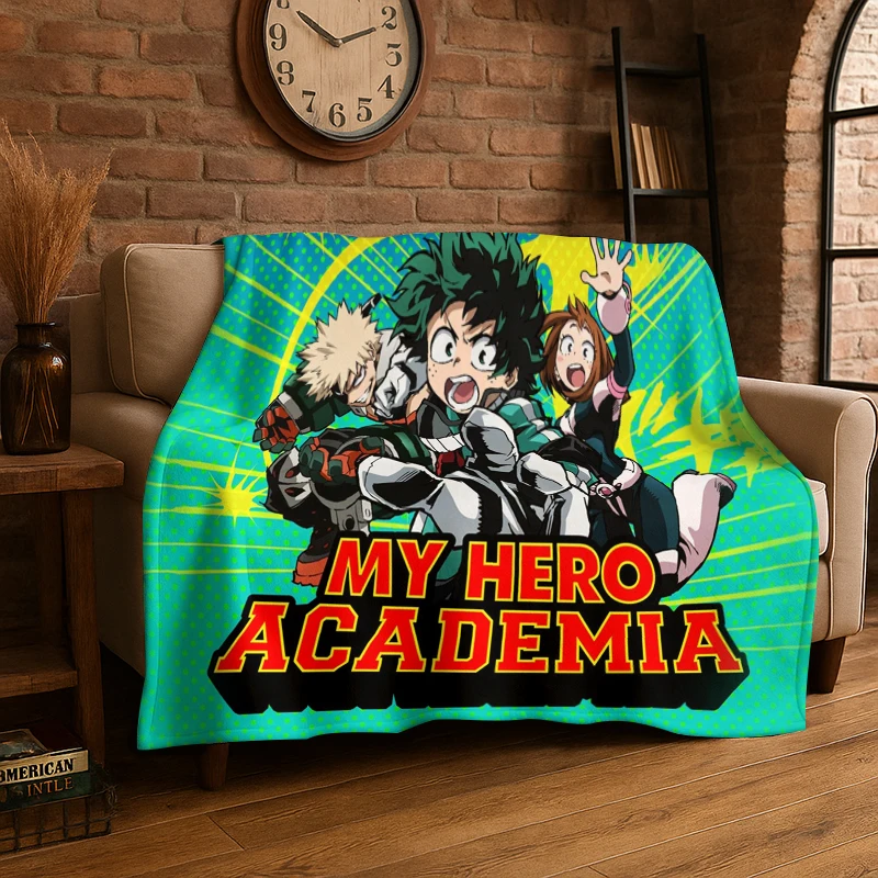 Cartoon My Hero Academia Deku Bakugou Anime Flannel Blanket Soft Warm Throw Blanket for Bedroom Living Room Bed Travel Picnic