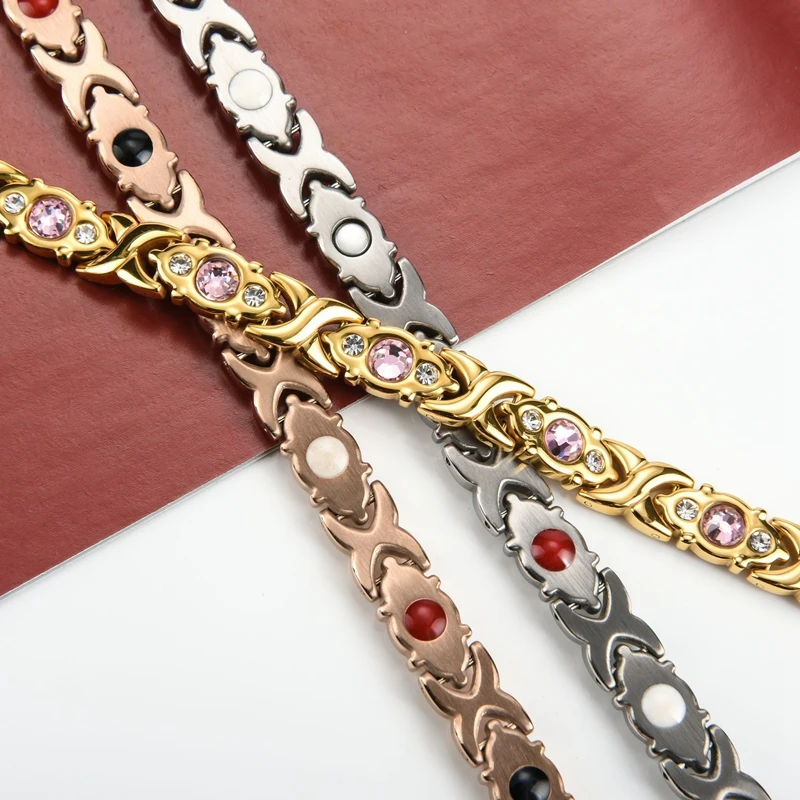 Pulsera de drenaje linfático magnético para hombres y mujeres, pulsera de circón de desintoxicación linfática, terapia magnética adelgazante, regalo de cuidado de la salud