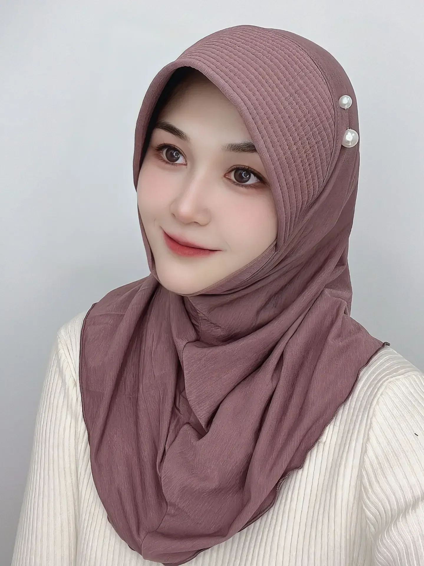 

Muslim Women One Piece Amira Turban Wide Brim Hijab Instant Scarf Islam Prayer Hijabs Pull On Ready Made To Wear Niqab Nikab Hat