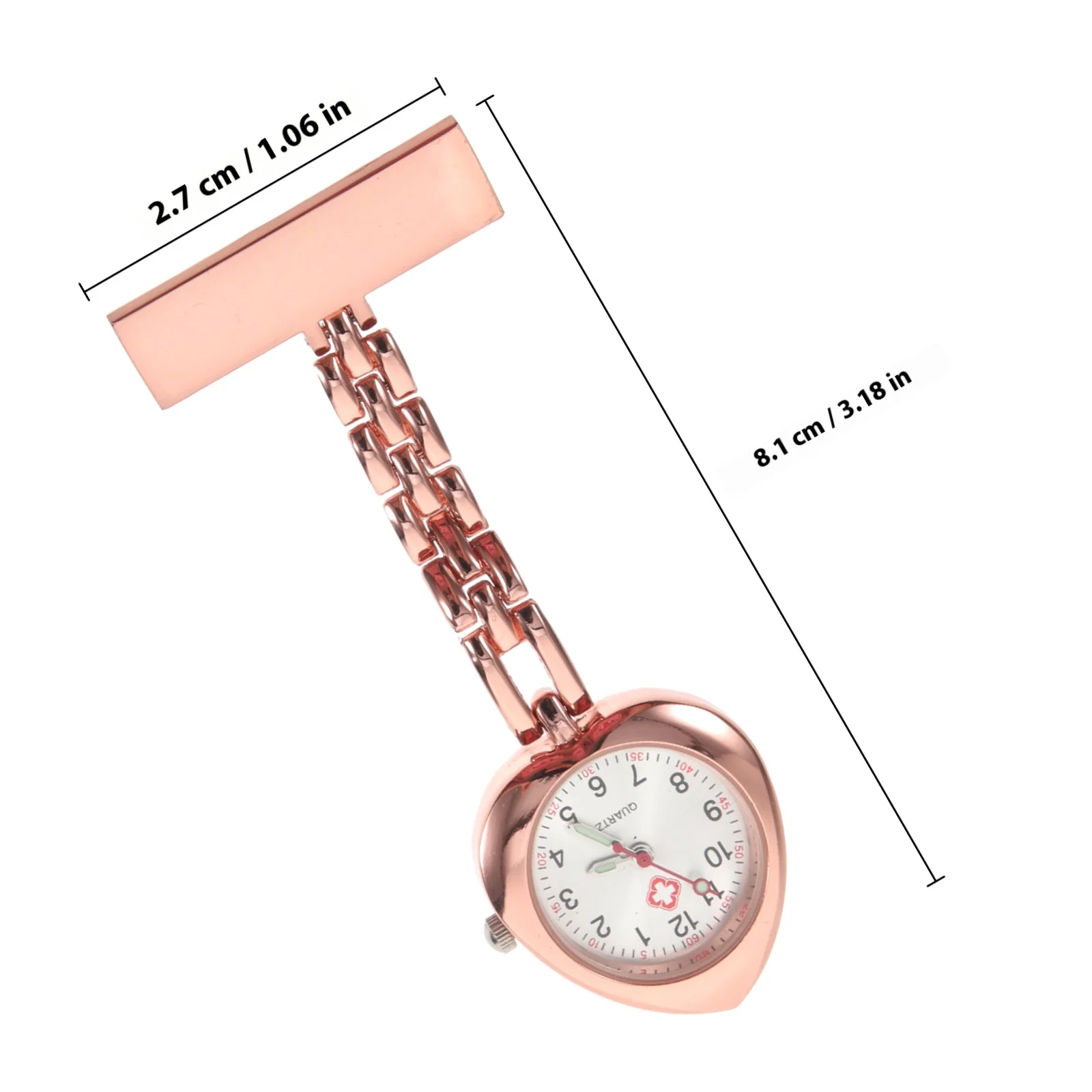 Orologio da petto a forma di cuore Orologio da tasca da infermiera pratico e durevole con quadrante più grande Lettura chiara del tempo Design elegante