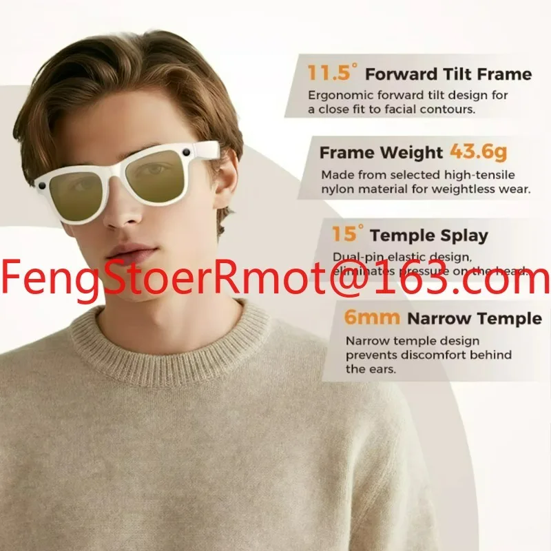 Smart glasses with charging case, 8MP camera, image and video, artificial intelligence translation, BT call, music glasses