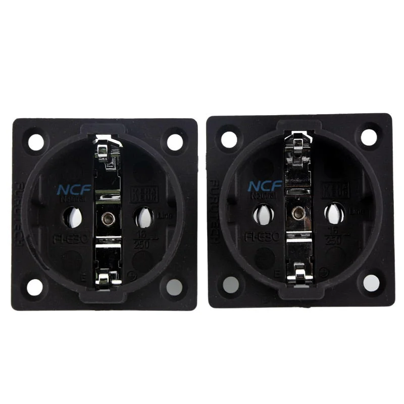 QINCROWN FI-E30 NCF Nano Socket Copper Plated Rhodium AC EU Hifi 2 pin IEC Inlet Power Plug Schuko Chassis Socket