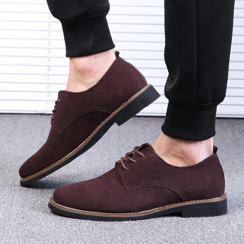 

European New Shoes for Men Suede Leather Casual Shoes Pointed Toe Dress Shoes Big Size Loafer