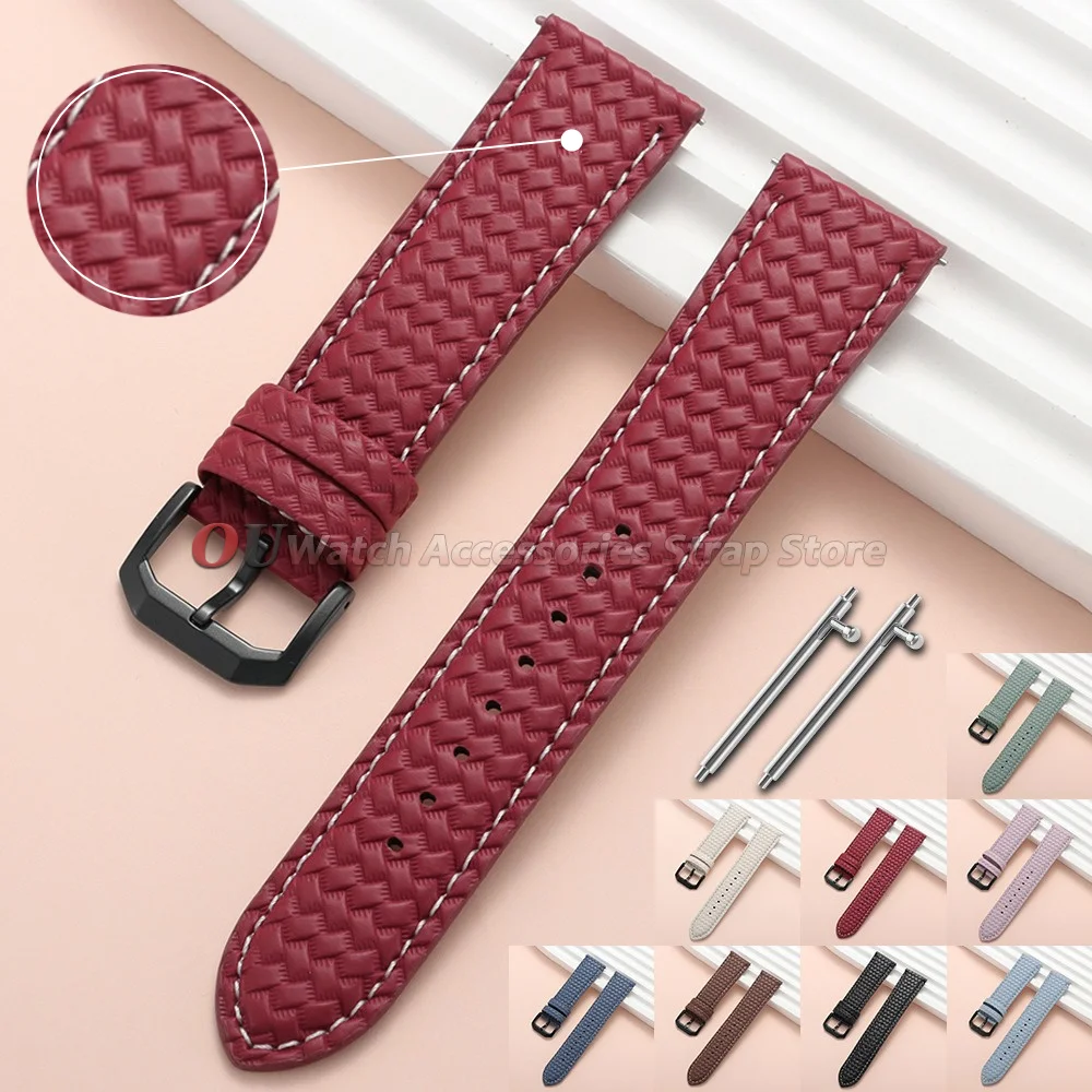 20mm 22mm Fashion Woven Texture Leather Watchstrap for Seiko for Omega Watchband Quick Release Band for Men Women Sport Bracelet
