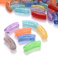 5/10pcs Mix Color Cracked Bent Pipe Beads Long Curved Tube Spacer Beads For Jewelry Making Bracelet Diy Phone Chain Beads