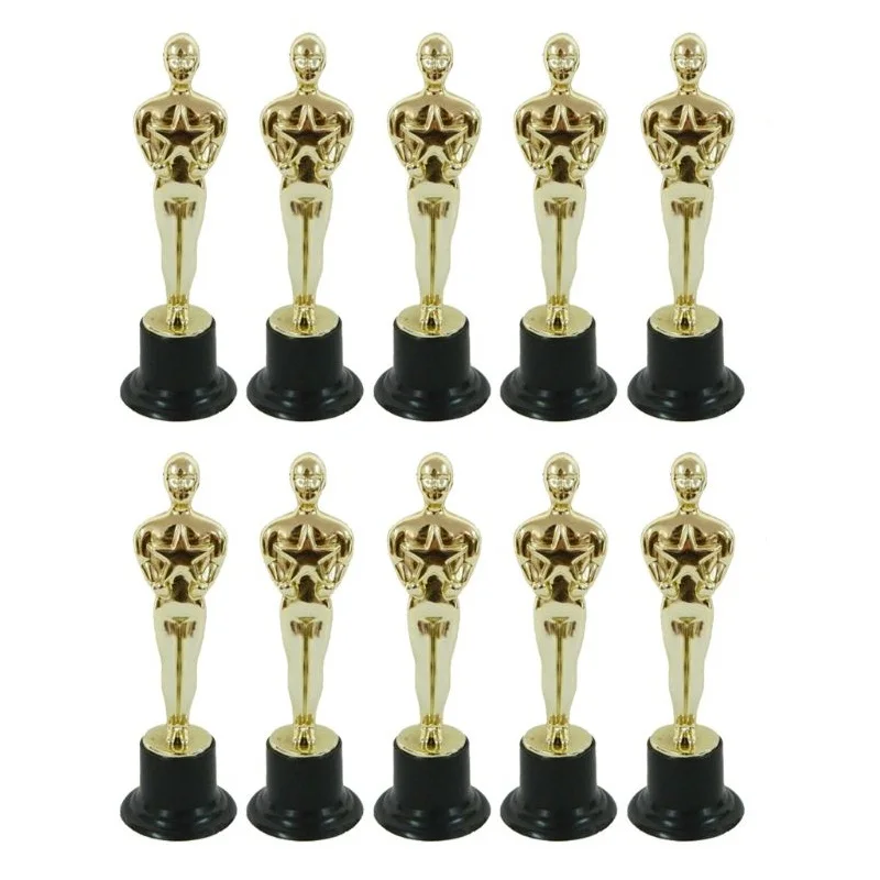 10Pcs Oscar Statuette Mold Reward the Winners Magnificent Trophies in Ceremonies Sport Trophy Appreciation Gifts