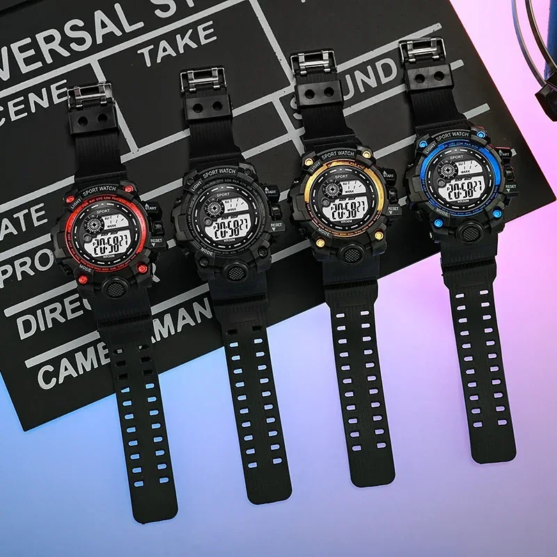 YIKAZE LED Digital Watches for Men Waterproof Men's Sports Watches Alarm Clock Stopwatch Electronic Wristwatch for Kids Student