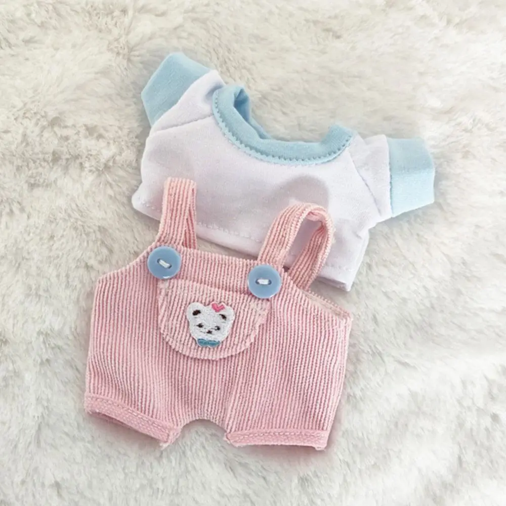 

15cm/20cm Doll Clothes Casual T-shirt Overalls Jeans Outfit Cotton Doll Overalls Suit Wears 1/12 Dolls Clothes Accessories