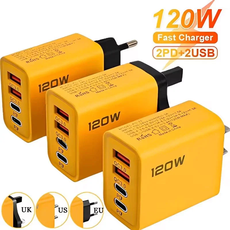 4 منافذ USB C PD شاحن شحن سريع 3.0 نوع C USB شواحن الهاتف محول شحن سريع آيفون 16 15 سامسونج شاومي هواوي