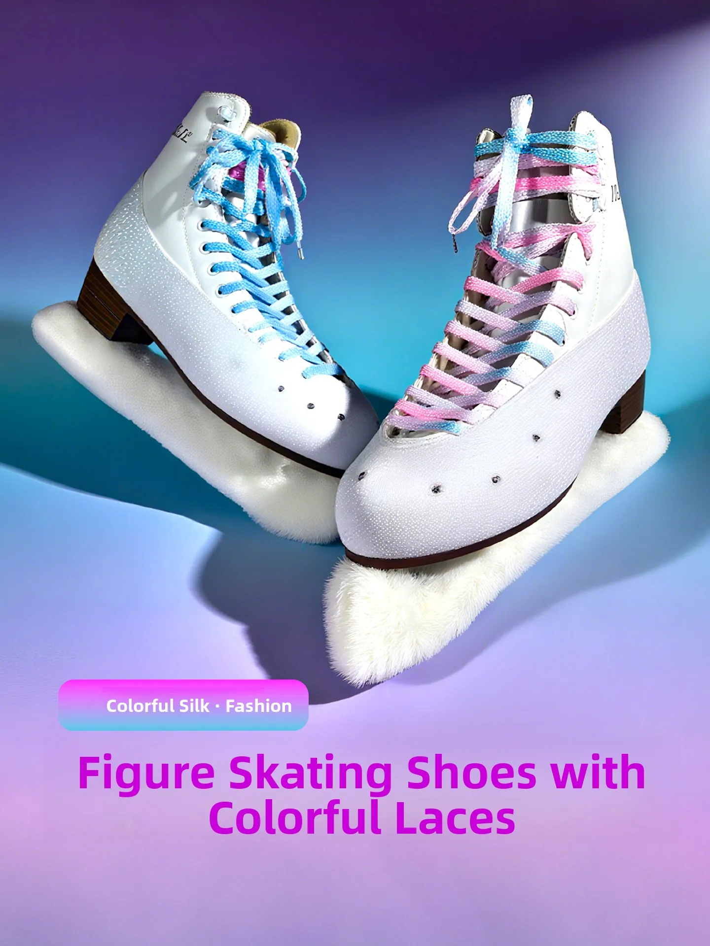 

Прочные блестящие шнурки oe для фигурного катания, катания на коньках, 260 см, двухцветные, противоскользящие, со встроенными бриллиантами