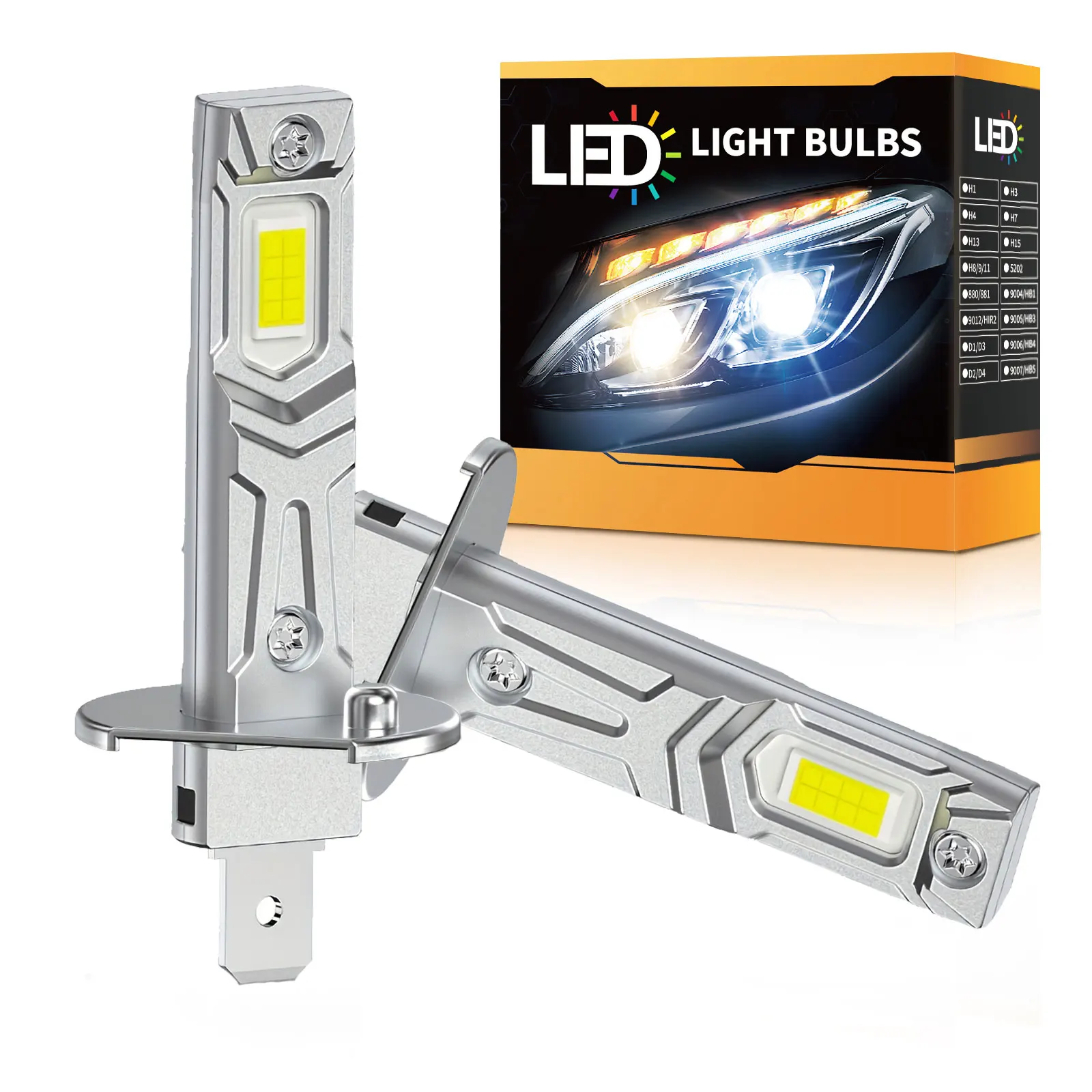 H1&H3 LED Lights Bulbs 18000LM  H1&H3 LED Headlight Canbus Size Design Wireless Fanless For Car Lamps 6500K 12V 24V
