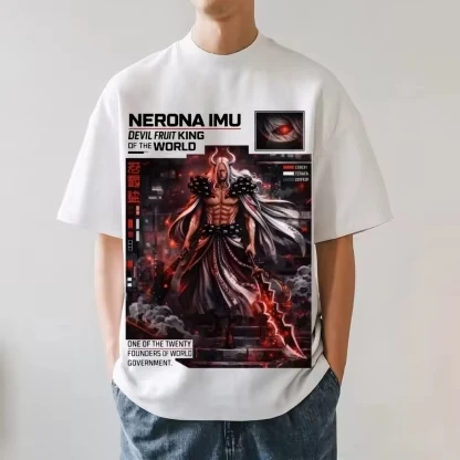 One Piece Imu Nerona Tech Stats Panel Anime Graphic T Shirt Men Women Oversized Cotton Tee Harajuku Streetwear Short Sleeve