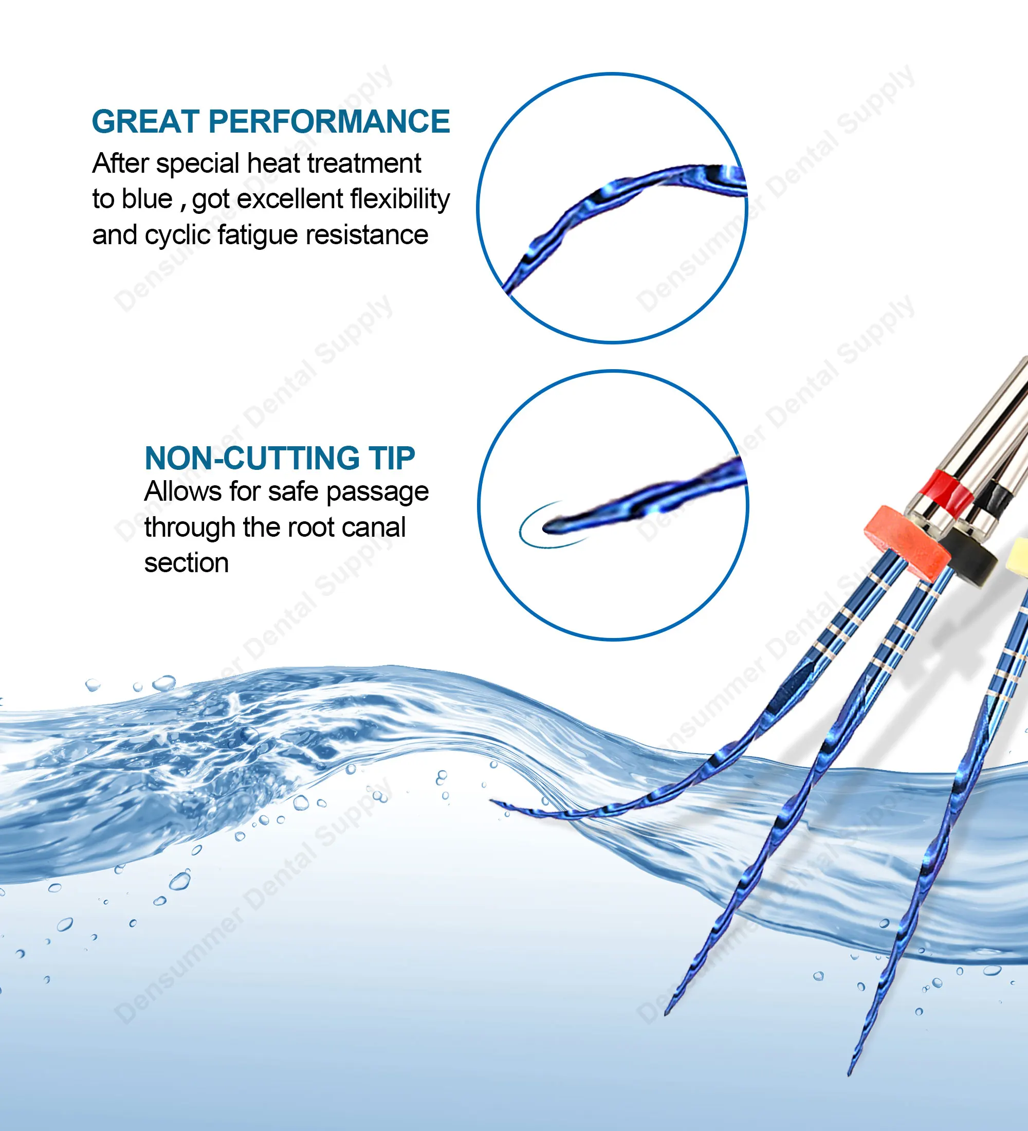 Densummer Dental One Rotierende Blaue Feilen für Endodontie Niti-Feilen zur Wurzelkanalreinigung Zahnmedizin Endo-Instrument – Detail 2