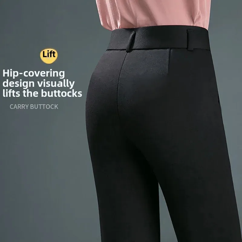 High-Waisted Straight-Leg Elastic Trousers Women's Casual Pants For Work OLSuit Midsummer Autumn New Style Middle-Aged Mothers #1