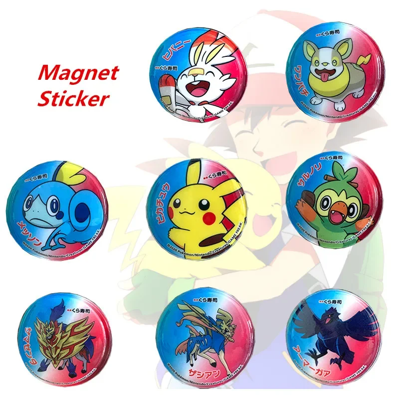 50pcs Lot Pokemon Fridge Magnets Pikachu Grookey Sobble Scorbunny Anime Magnetic Sticker Zacian Zamazenta Toys Gift for Children