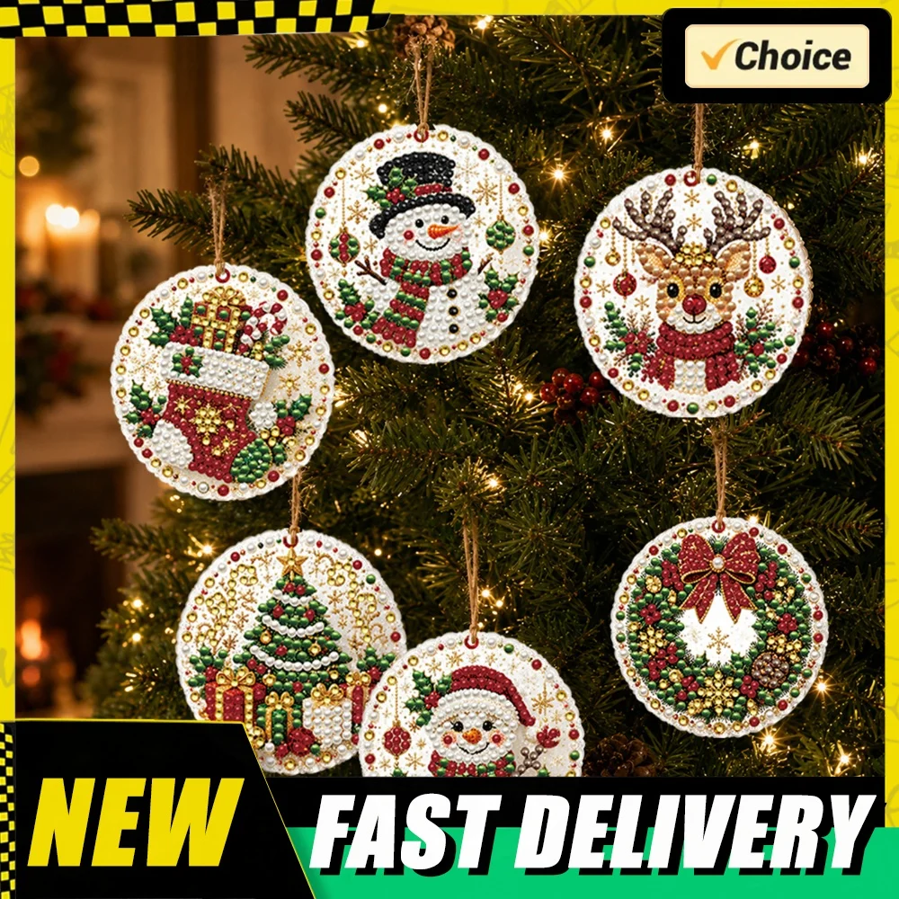 Art And Craft Xmas Tree - 6PCS Christmas Ornaments DIY Pearl Diamond