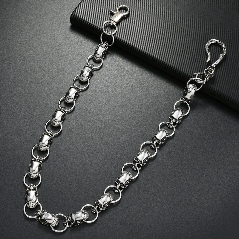 Gothic Punk Heavy Waist Chain Men Skull Keychain Wallet Chain Biker Riding Rock Fashion Accessories
