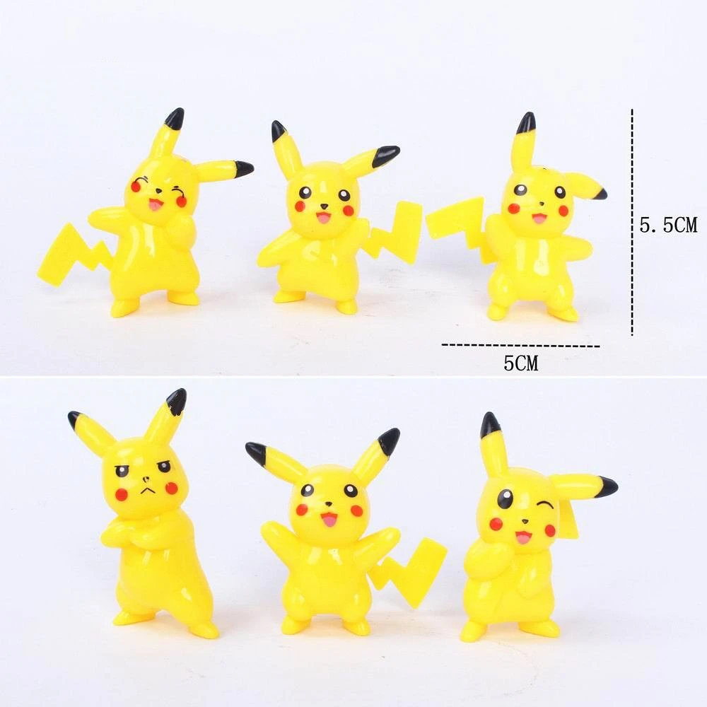 Kawaii Anime Pokemon Pikachu Plastic Action Figures Game Statue Collectible Model Kids Toys Doll Gifts Cake Decoration 6pcs/set