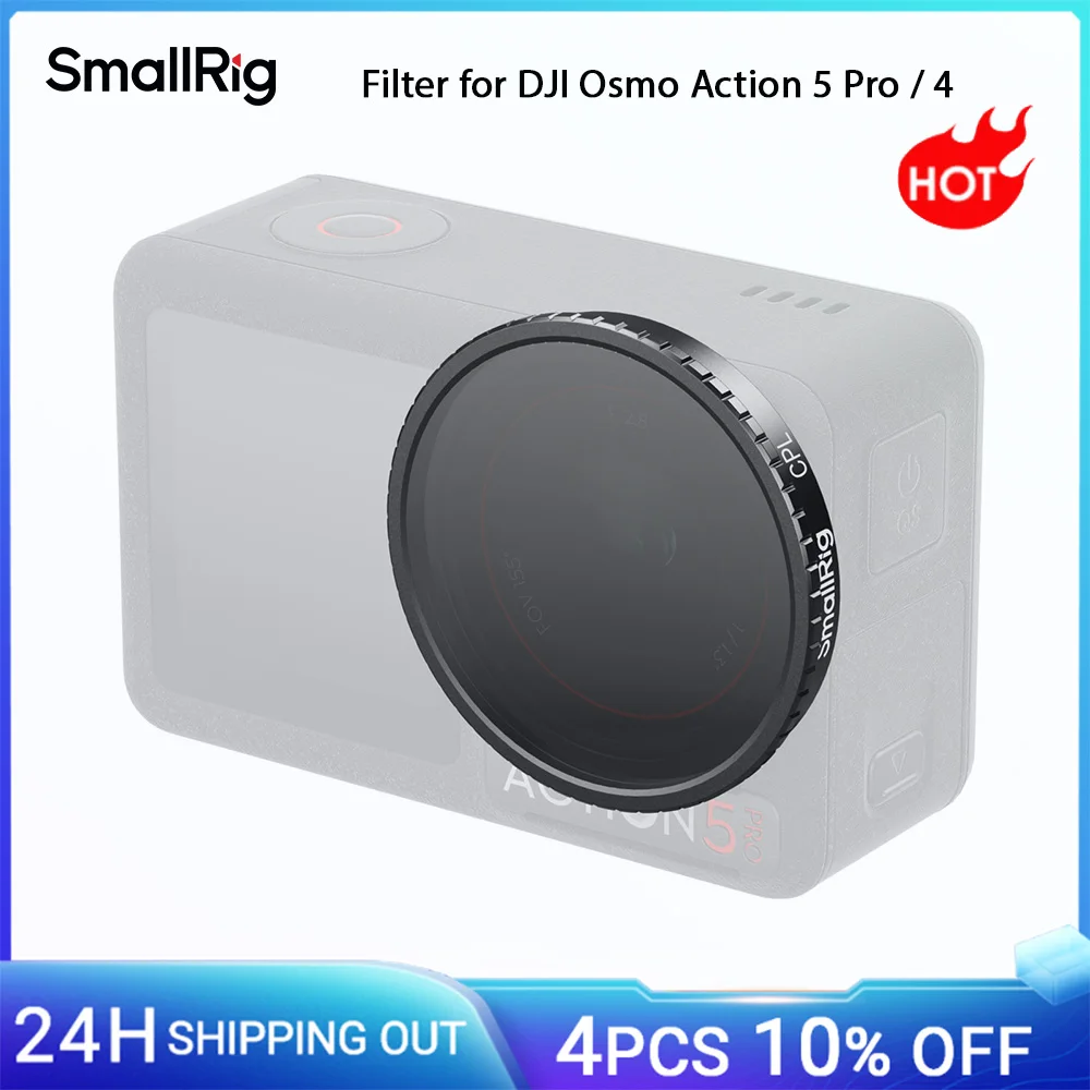 

SmallRig Action 5 Pro Прикрепляемый фильтр CPL для DJI Osmo Action 5 Pro / 4, 1/4 Effect Black Mist / UV / Star Cross Filter Дополнительно