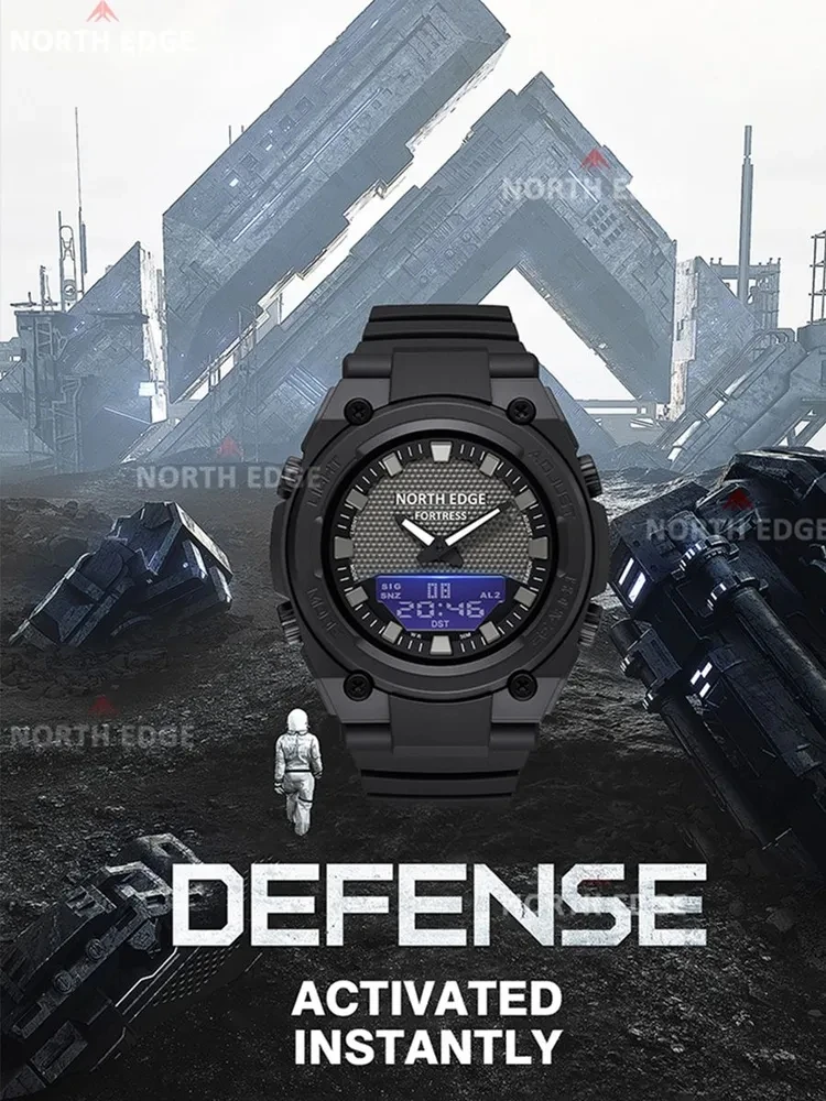 

Мужские цифровые часы NORTH EDGE FORTRESS 2026 для активного отдыха, водонепроницаемые до 50 м, с функцией мирового времени и таймером обратного отсчета, светодиодные наручные часы