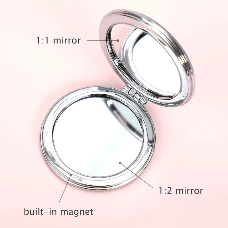 Creative Quicksand Round Makeup Mirror Portable Small Double-Sided Folding Cosmetic Mirror Cartoon Mirror Compact Pocket Mirrors