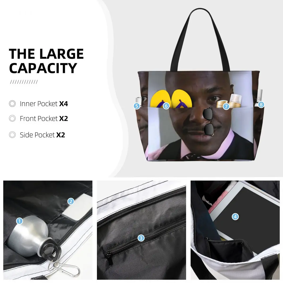 Alan Johnson Peep Show Beach Tote Bag Sport Gym Yoga Duffle Large Tote Bag Women Travel Bag Fitness bag