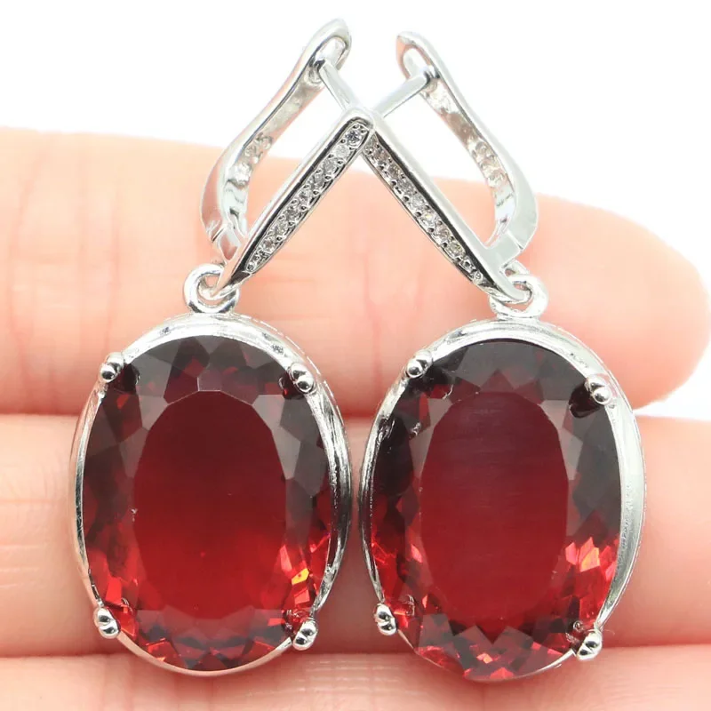 

15g 925 Solid Sterling Silver Earrings Customized Rhodolite Garnet London Blue Topaz Smokey Topaz Green Peridot Spinel Cz