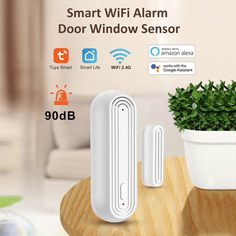 Tuya WiFi Magnetic Doo Window Sensor Open Closed Alarm Detector Smart Life APP Work With Alexa Google Home Need Gateway