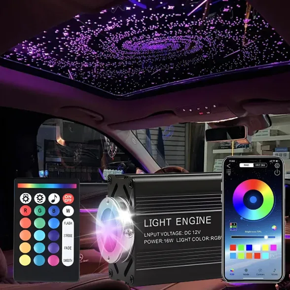 

16W Twinkle Starry Sky Car Star Ceiling Light Fiber Optic Lights Led Star Roof Interior Atmosphere Car Home Decor Ambient Lights