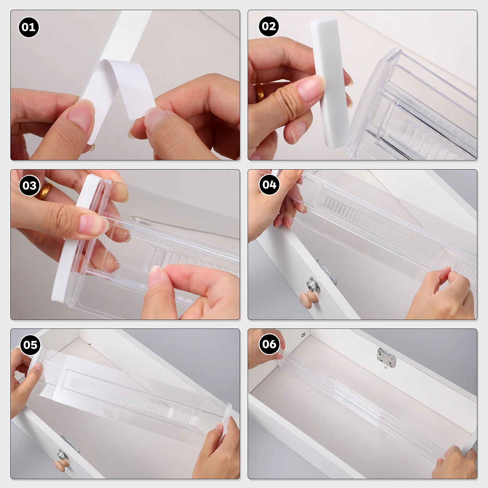 6 pcs Plastic Drawer Dividers Clear Adjustable Expandable Organizer For Kitchen Bedroom Sock Underwear Storage Drawer Divider