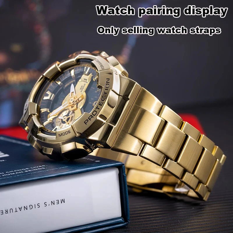 Для Casio Small Gundam GM-110 ремешок для часов G-SHOCK модифицированный GM110 16 мм браслет мужской твердый модный металлический ремешок для часов из нержавеющей стали