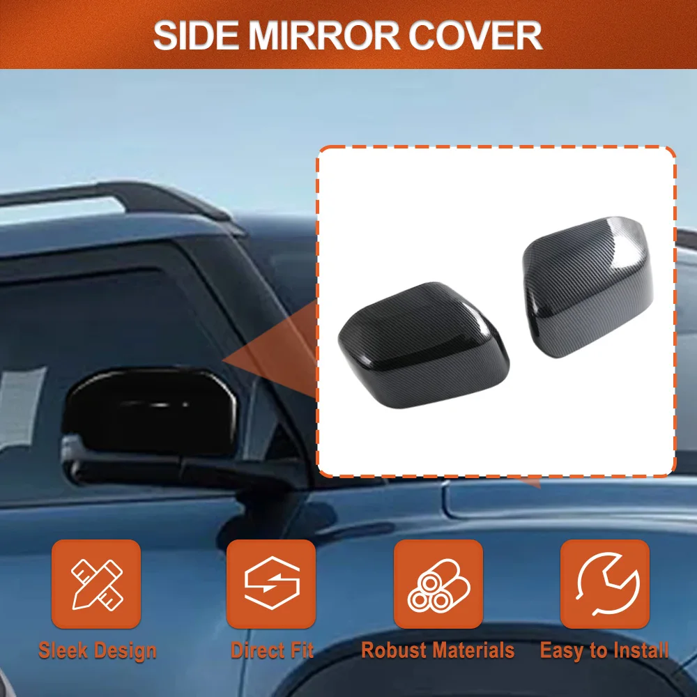 

For BYD Shark 2024 2025 2026 Rearview Mirror Cover Wing Side Door Mirror Cap Trim Glossy Black Carbon Fiber Look