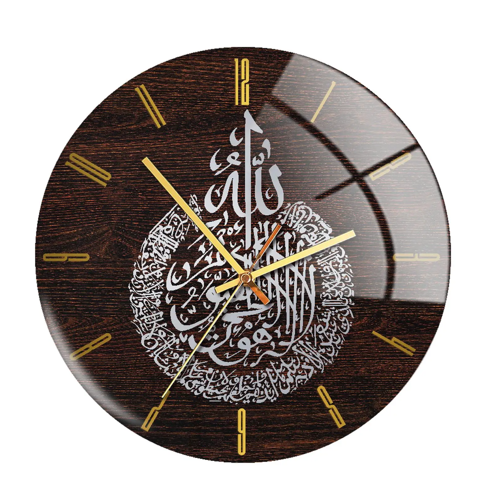 Stylish Muslim Eid Pattern Wall Clock 30cm Silent Quartz Mechanism Acrylic Frame Elegant Decor for Bedrooms Living Room Hallway