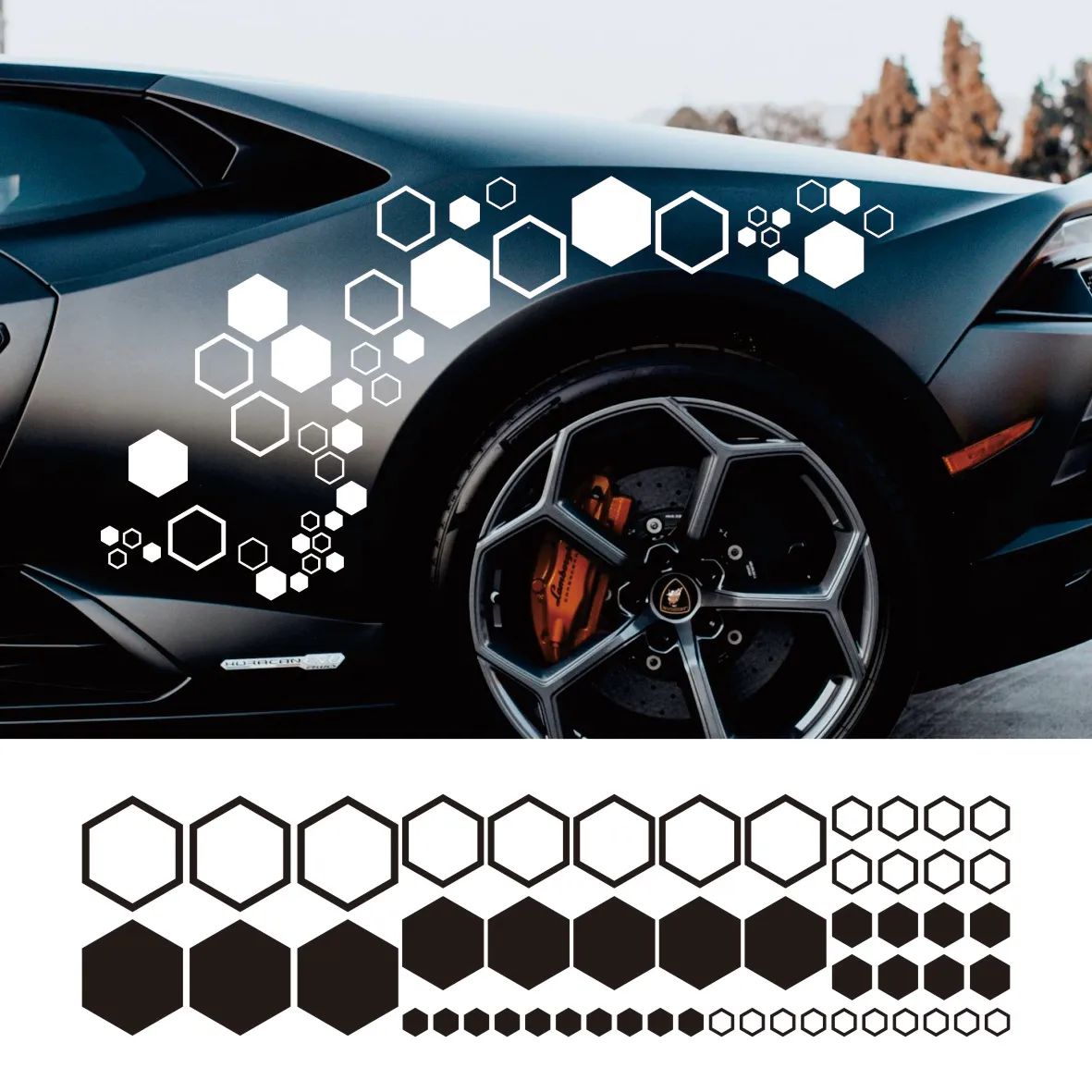 

52pcs Honeycomb Auto Vinyl Decals Large and Small Combination Hexagonal Stickers DIY Car Body Cool Styling Open Style Decoration