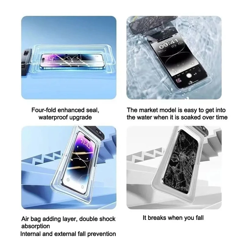 المياه العائمة الهاتف المحمول حقيبة مضادة للماء غطاء الحقيبة الهاتف آيفون سامسونج Xiaomi مختومة الحقيبة مع الحبل