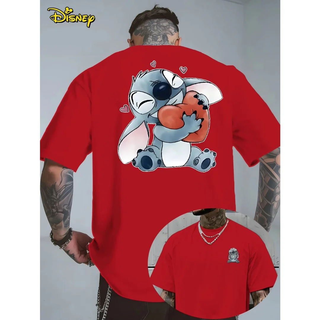 Camiseta de manga corta con gráfico de Stitch de Disney, moda deportiva de verano, Camiseta de algodón puro para hombre, ropa para niños, camiseta Y2k para mujer