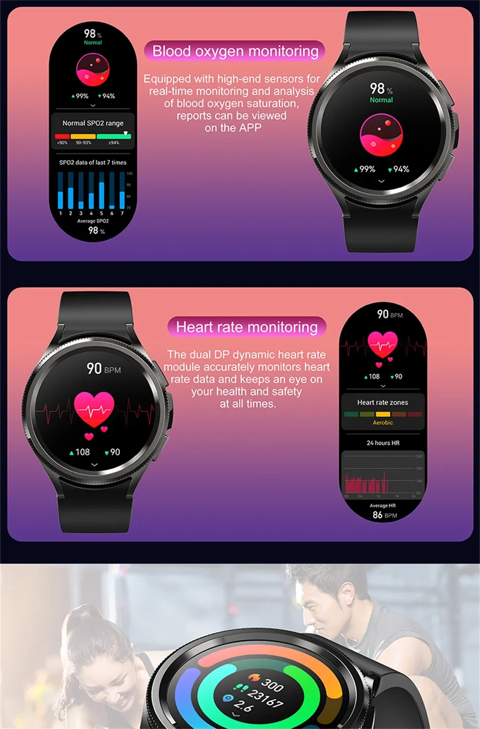 2026 Neue Watch 6 Classic Smartwatch für Damen, modisch, mit Bluetooth-Anruf, Sprachassistent, Gesundheitsüberwachung, kompatibel mit Android und iOS, Smartwatch für Herren – Detail 6