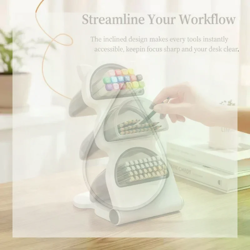 Desktop Organizer Pen Holder Large Capacity Oblique Pencil Storage Box Perfect for Student School Home Office Workstation