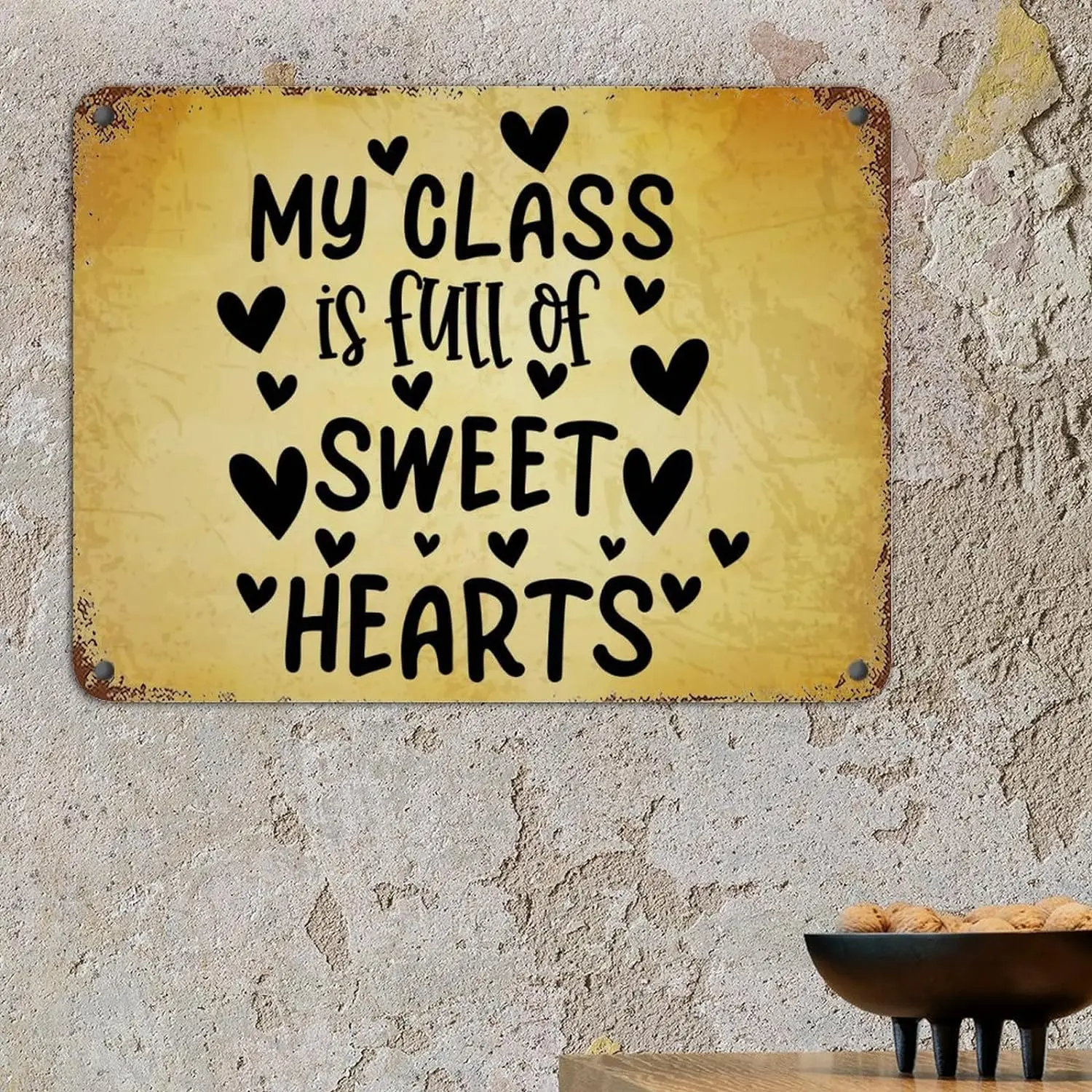 12x16in Metal Rust Retro Sign Couples Wedding Quotes My Class is Full or Sweet Hearts Anniversary Wedding Theme Aluminum