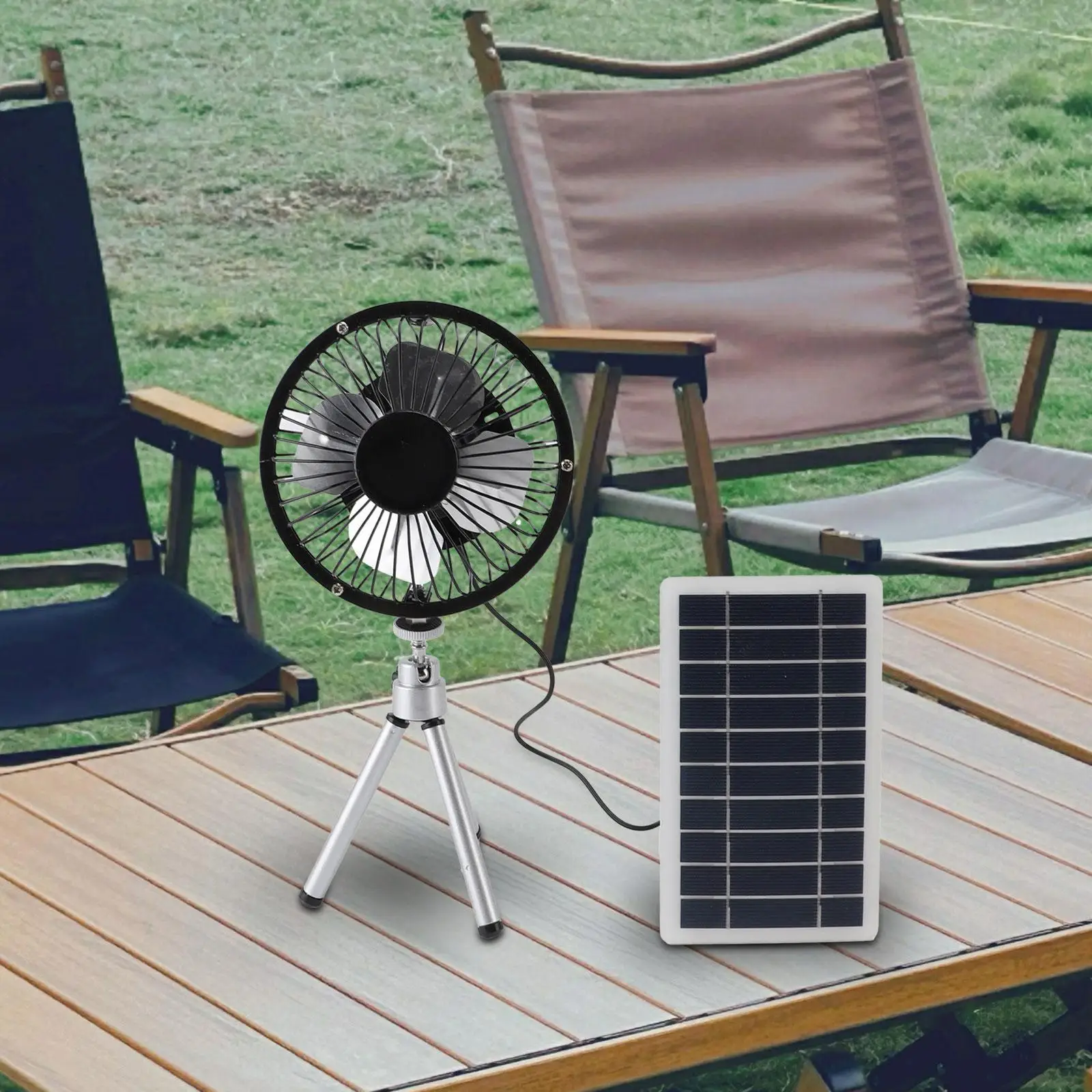 Solar Fan with Panel Ventilation Fan Tabletop Supplies Solar Powered Fan Cooling Fan for Hiking Kitchen Outside Backpacking