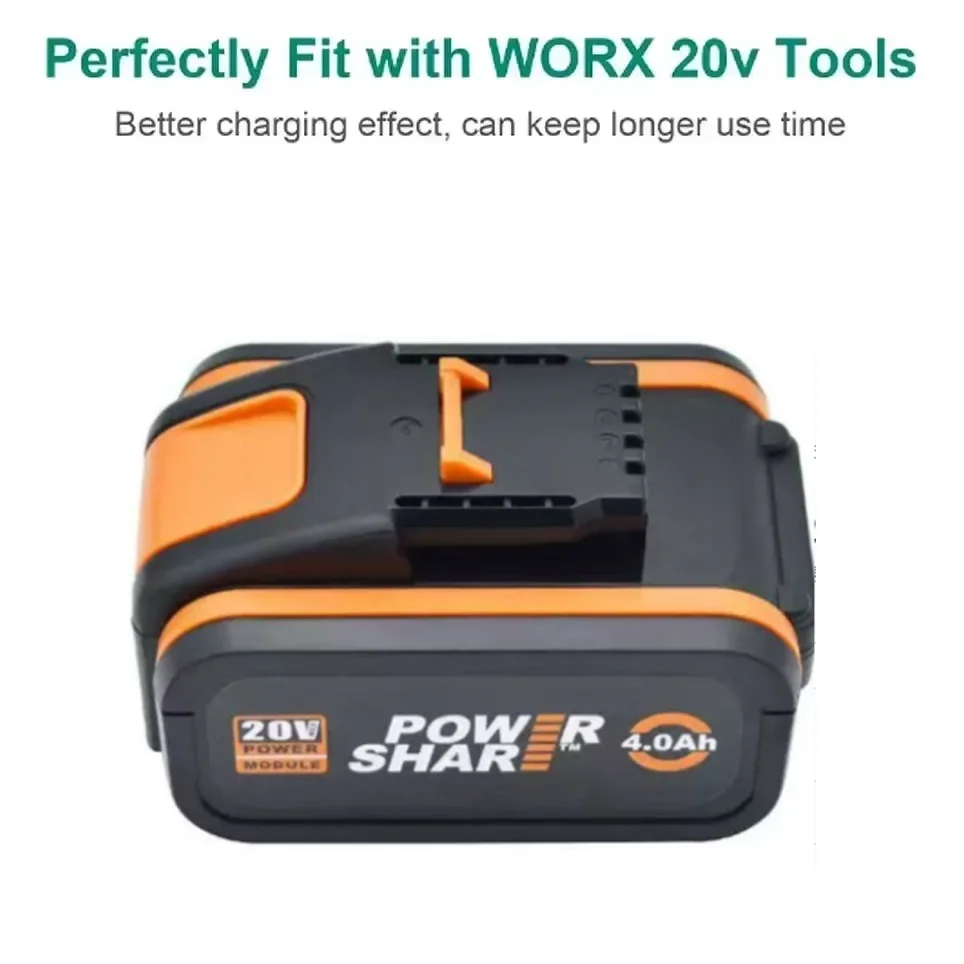 Suitable for Worx 20V 4.0Ah rechargeable lithium battery WA3551 WA3553 WX390 compatible with all Worx electric and gar