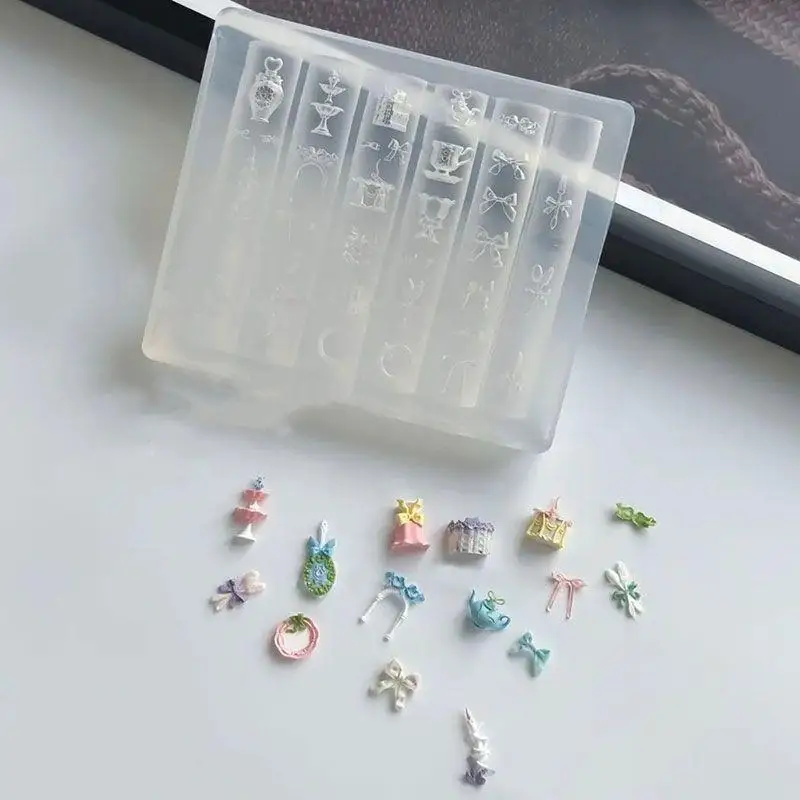 3D Fruit Silicone Nail Mold Sweet Flower Petals DIY Design Manicure Template Carving Nail Art Stencil Soft Stamping Mold Tools