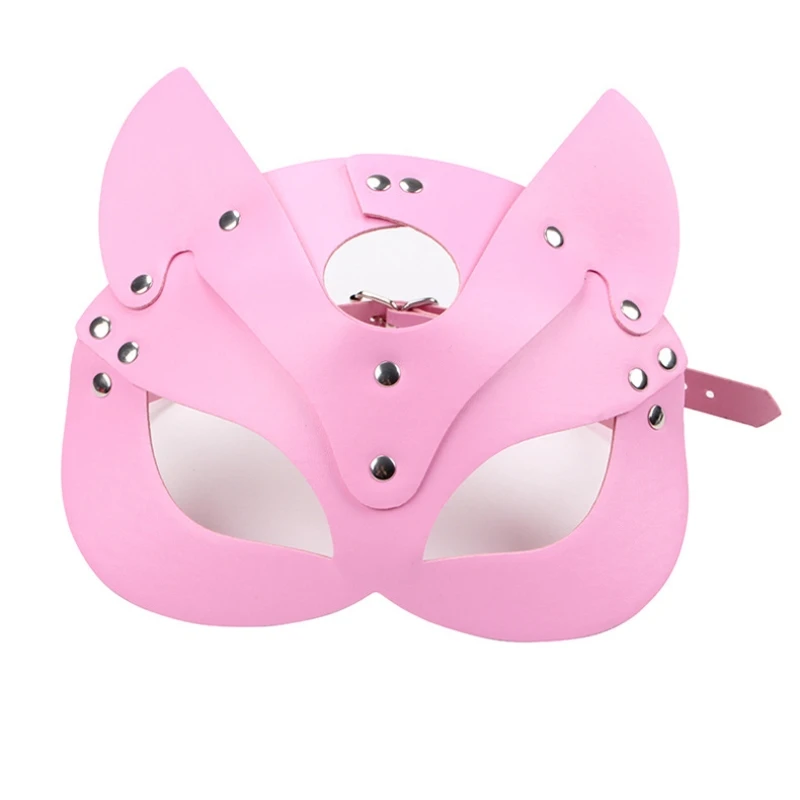 Máscara de raposa de couro pu sexy para mulheres, vestido de baile, boate de halloween, festa, cosplay, fantasias, máscaras de animais, acessórios exóticos