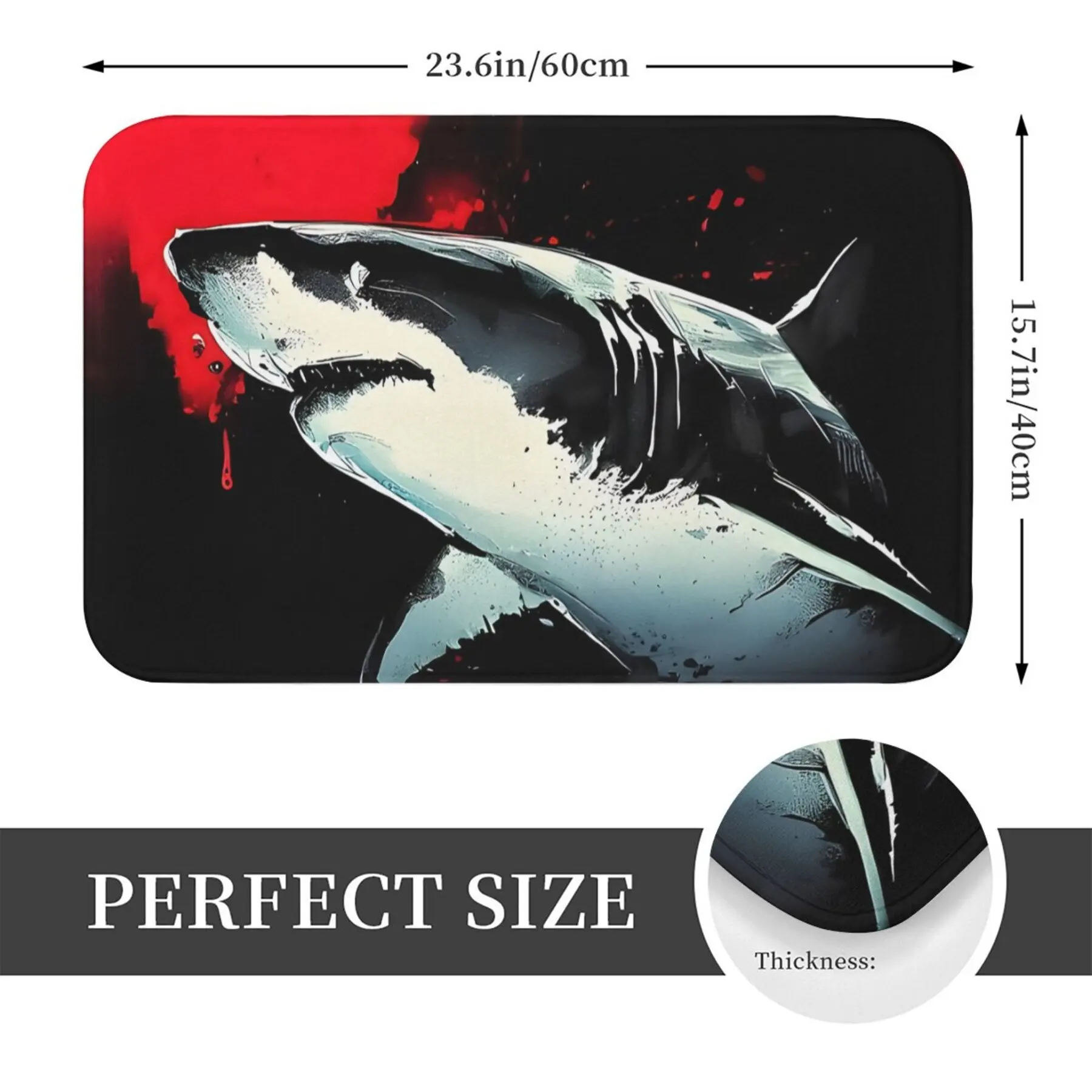 Stylish Shark Design Doormat Waterproof Entryway Floor Mat Runner Rug for Modern Bathroom Hallway Entrance Decoration Home Decor